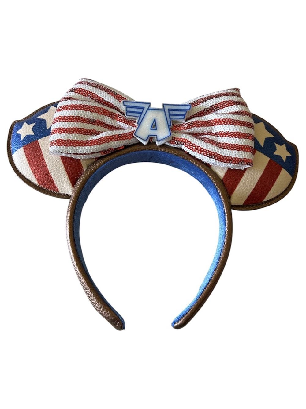 Disney World Captain American Patriotic Sequin Bow Disney Ears Headband